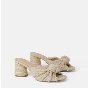 ZARA FRAYED KNOTTED HEELED MULES